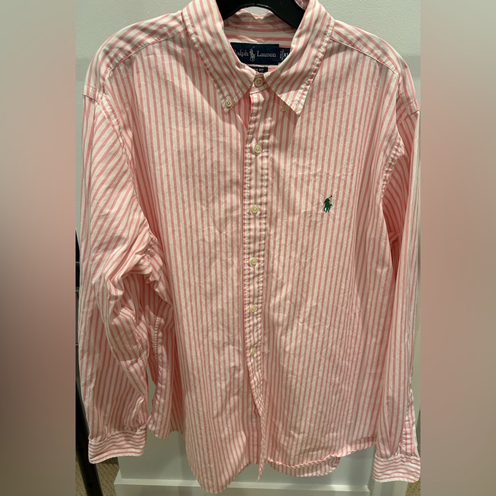 Ralph Lauren Pink Striped Button Up XL